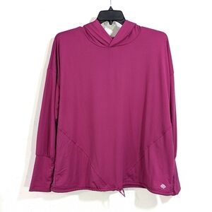 Zelos Stretchy Pink Athletic Hoodie With Drawstring Hem - Size 1X Womens XL